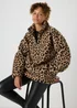 Brown Leopard Borg Half Zip Jumper - S Image 1