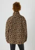 Brown Leopard Borg Half Zip Jumper - S Image 2