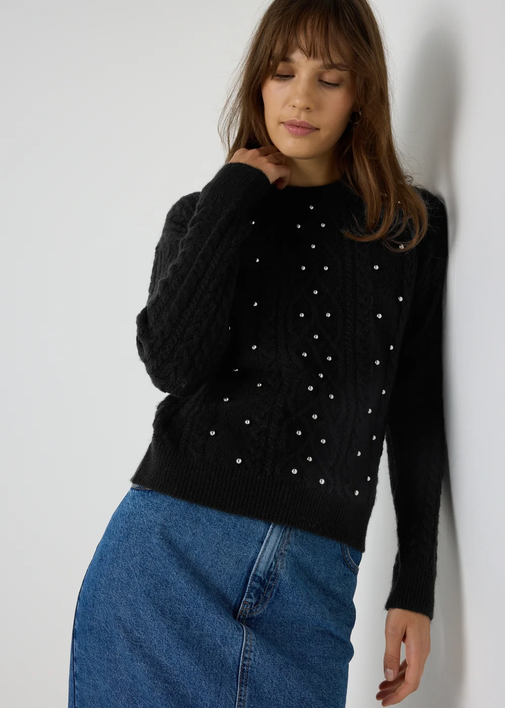 Black Embellished Knitted Jumper - XS Image 1