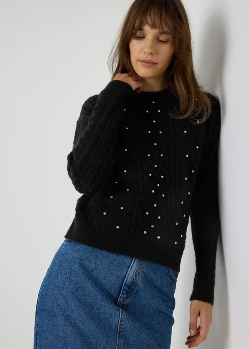 Black Embellished Knitted Jumper - XS Image 1