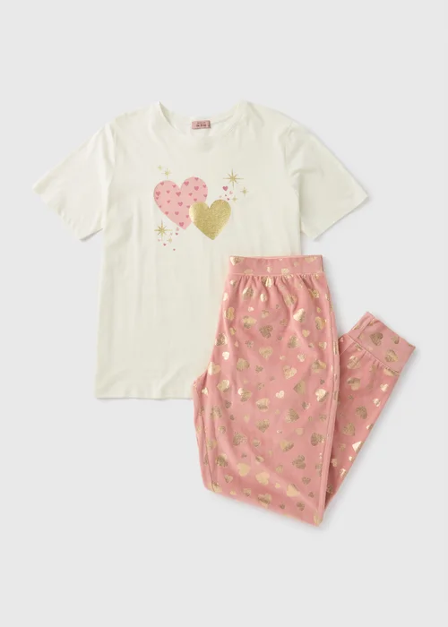 Cream Foil Heart Pyjama Set - Extra small Image 3