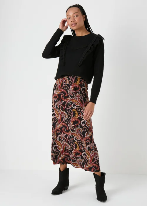 Black Pointelle Frill Knitted Jumper - XS Image 1