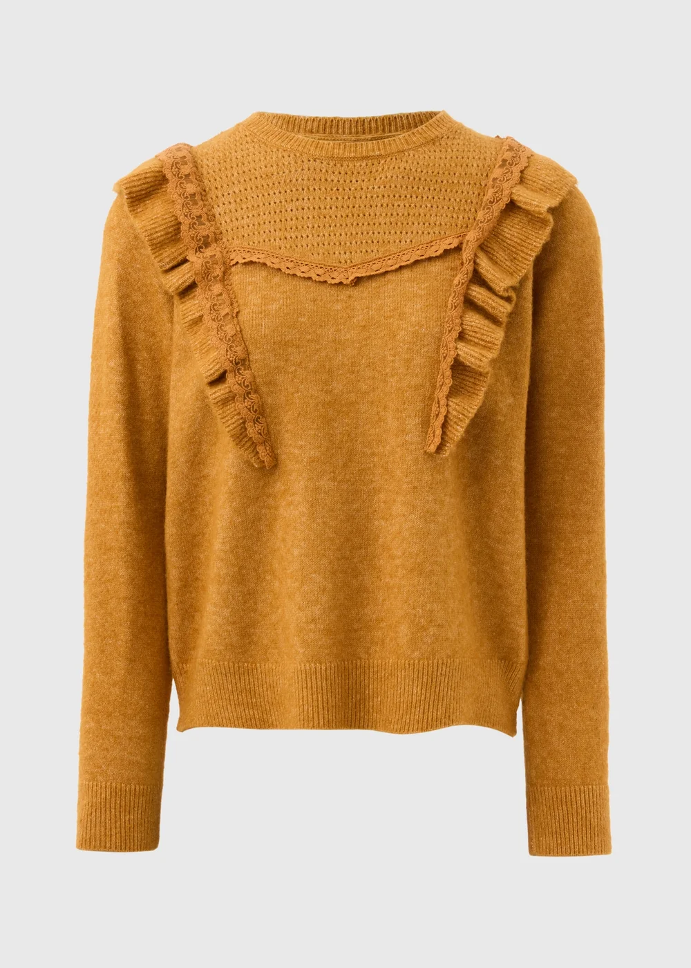 Orange Pointelle Frill Knitted Jumper - XS Image 4