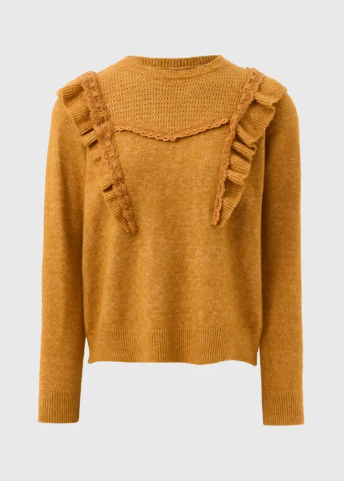 Orange Pointelle Frill Knitted Jumper - XS Image 4