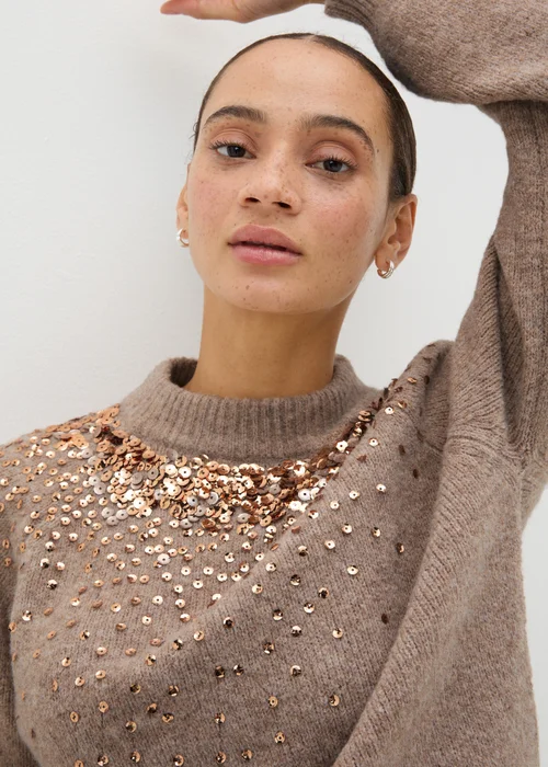 Beige Scatter Sequin Jumper - XS Image 2