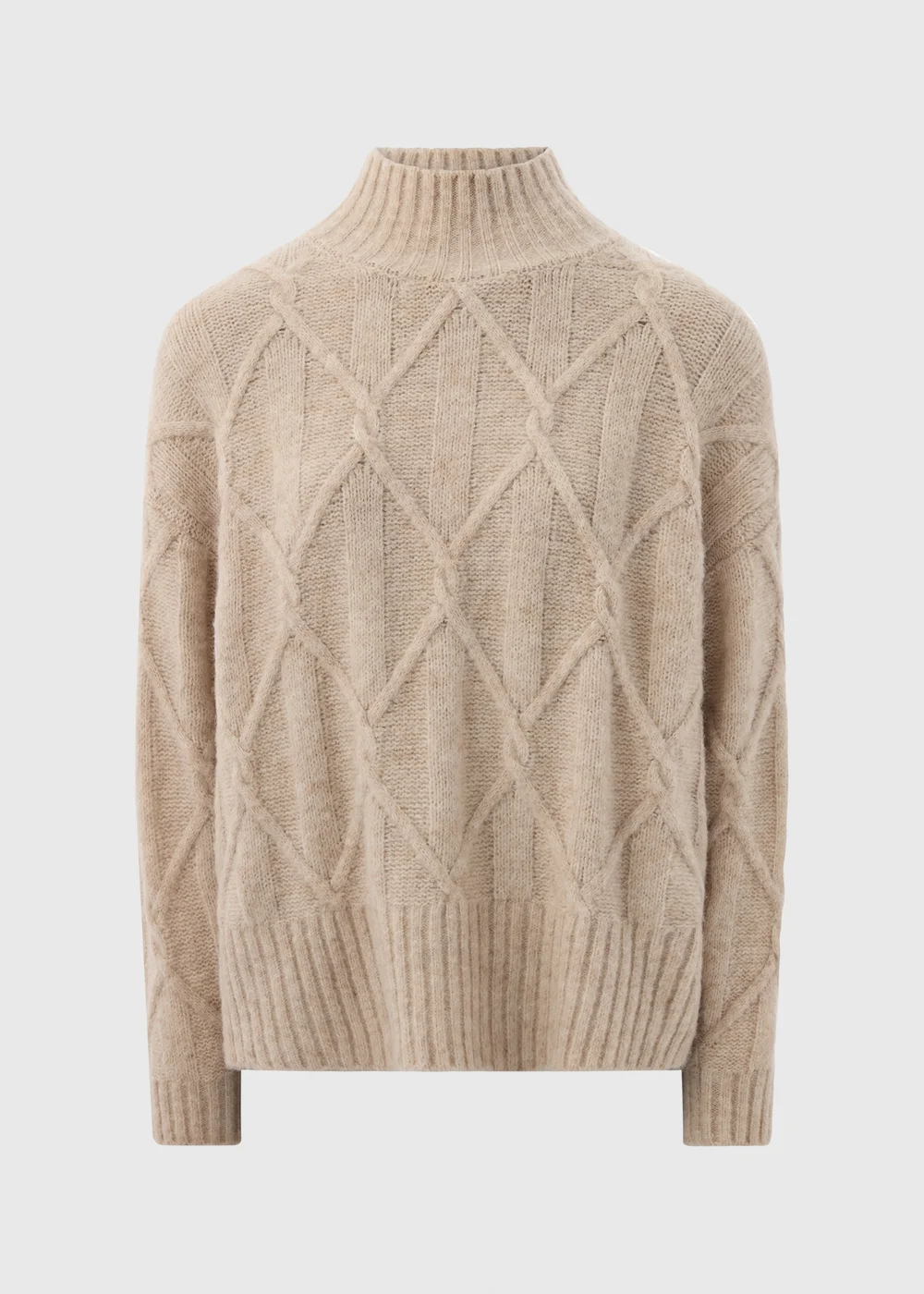 Beige Cable Knit High Neck Jumper - XS Image 4