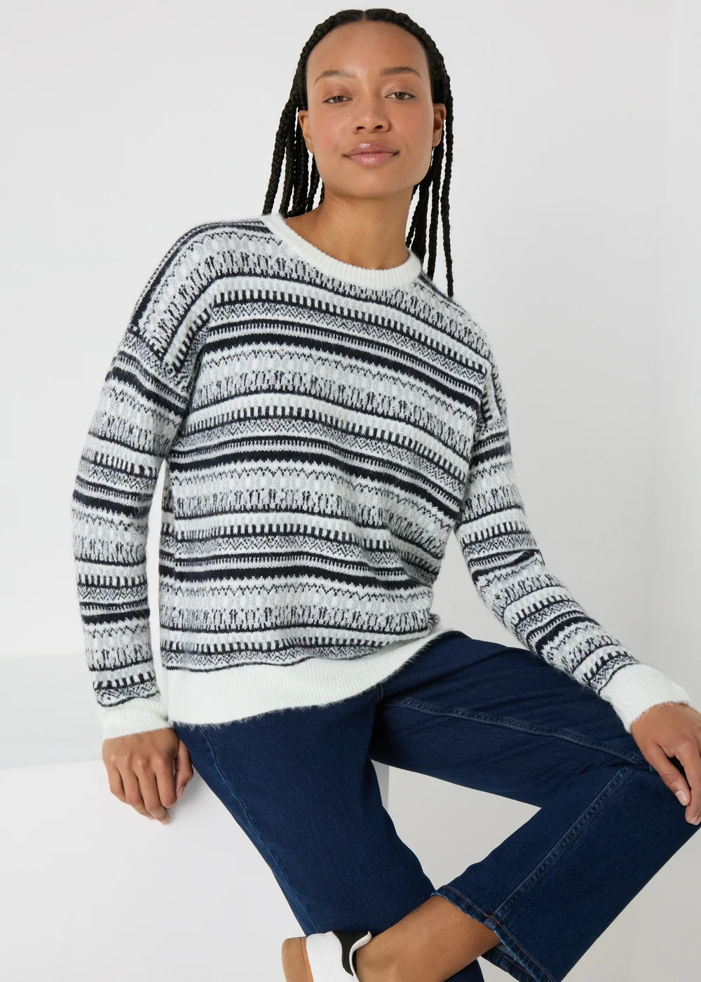 Monochrome Knitted Fairisle Jumper - XS Image 1