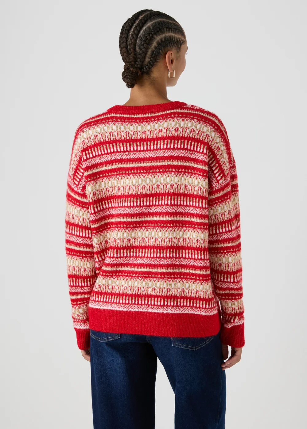 Red Knitted Fairisle Jumper - XS Image 2