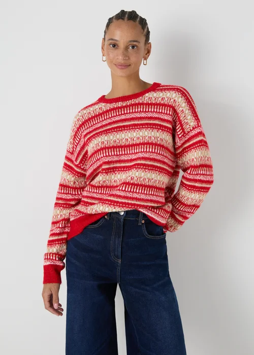 Red Knitted Fairisle Jumper - XS Image 1