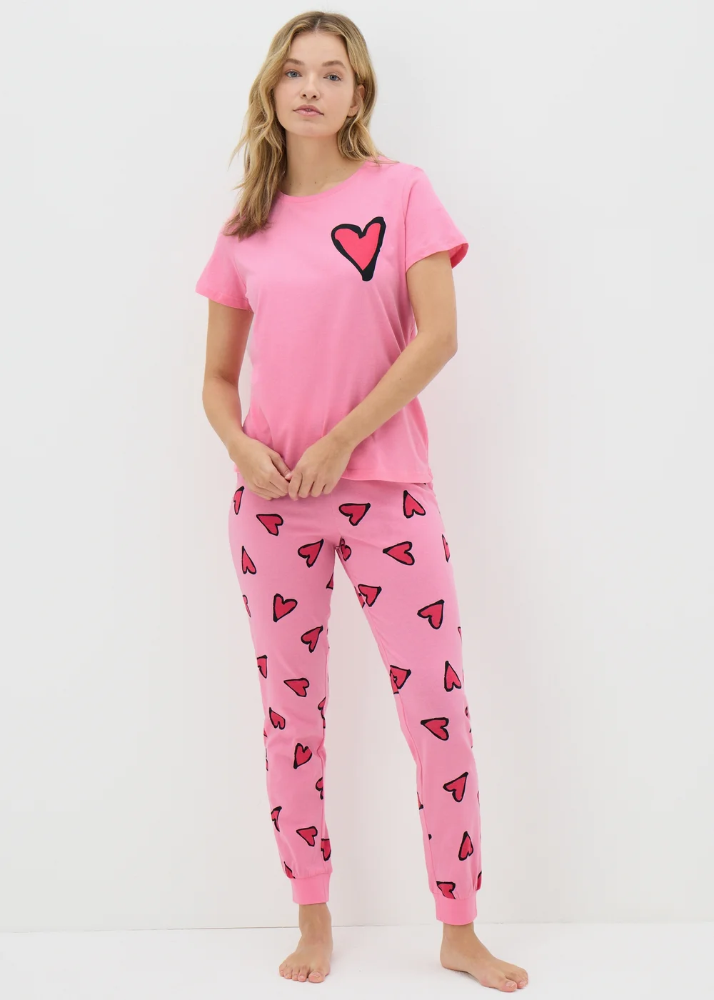 Pink Heart Pyjama Set - Extra small Image 1