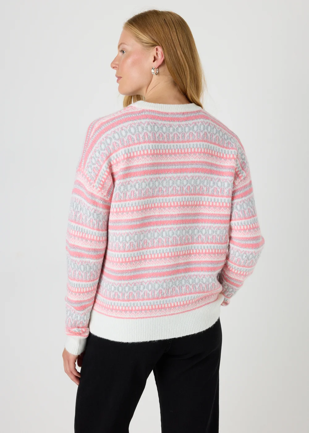 Pink Knitted Fairisle Jumper - XS Image 2