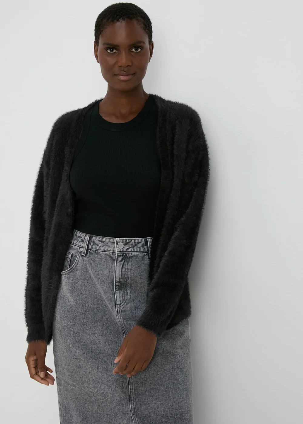 Black Fluffy Cardigan - XS Image 1