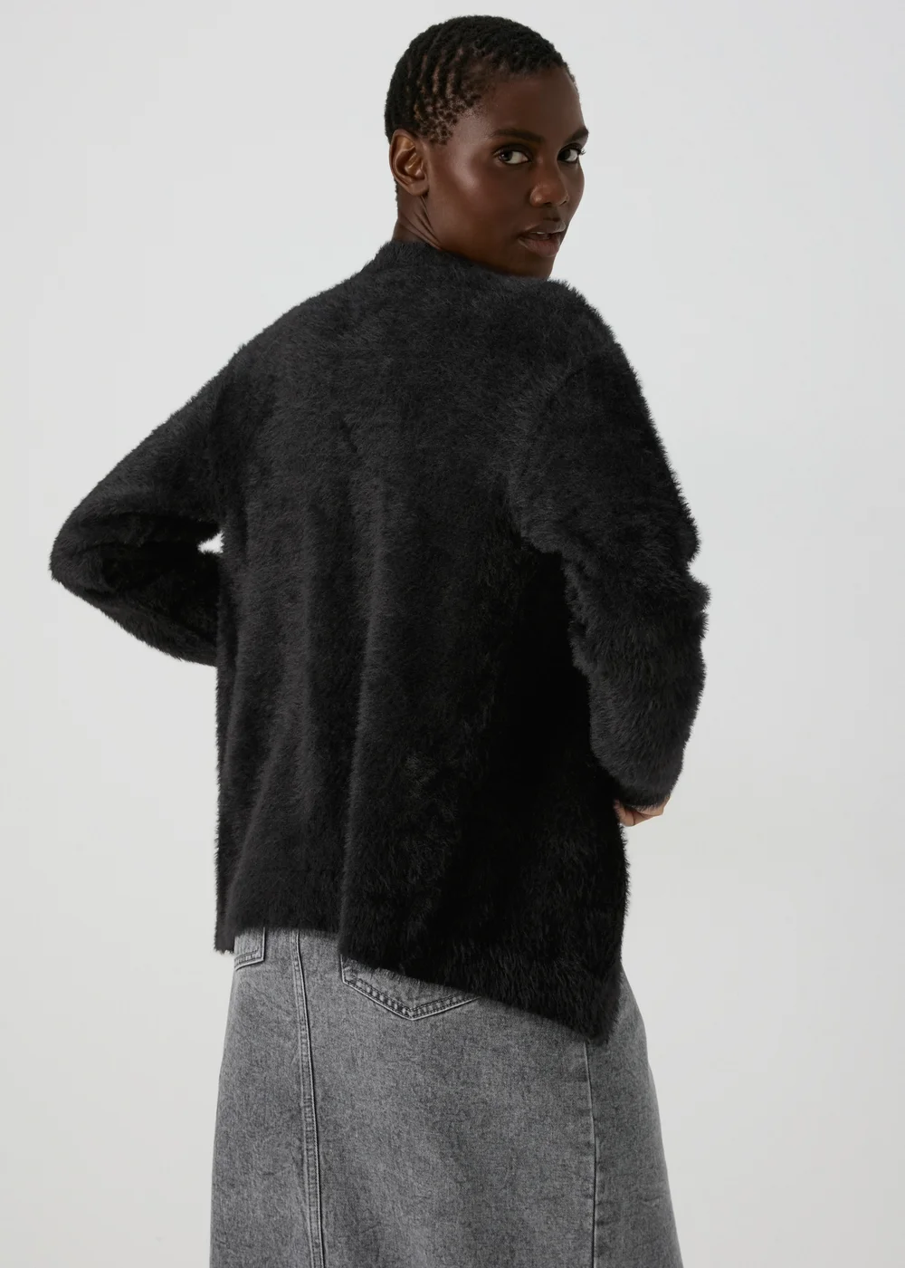 Black Fluffy Cardigan - XS Image 2