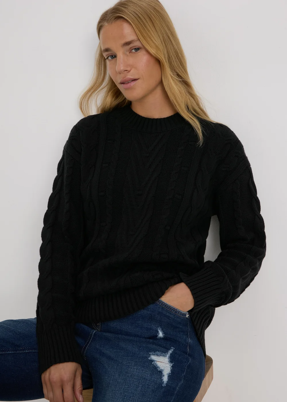 Black Cable Knit Jumper - XS Image 1