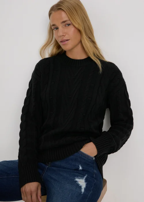 Black Cable Knit Jumper - XS Image 1