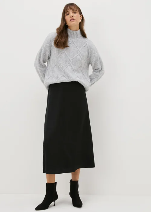Black Satin Midaxi Slip Skirt - 8 Image 1