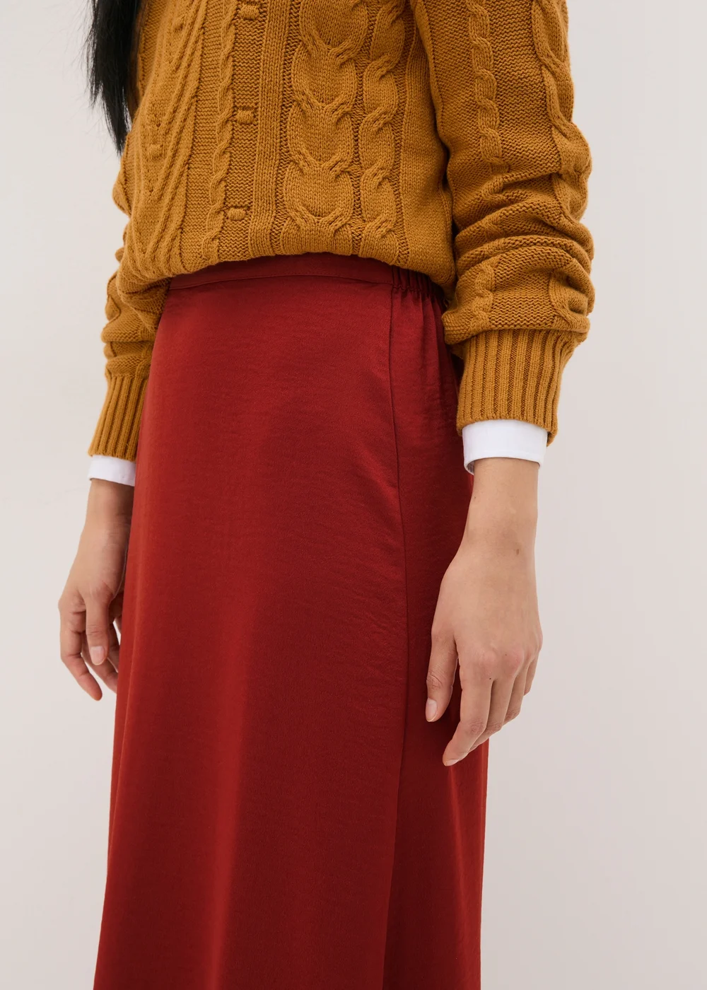Burnt Orange Satin Midaxi Slip Skirt - 8 Image 3