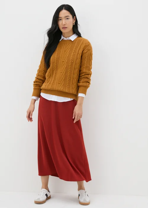 Burnt Orange Satin Midaxi Slip Skirt - 8 Image 1