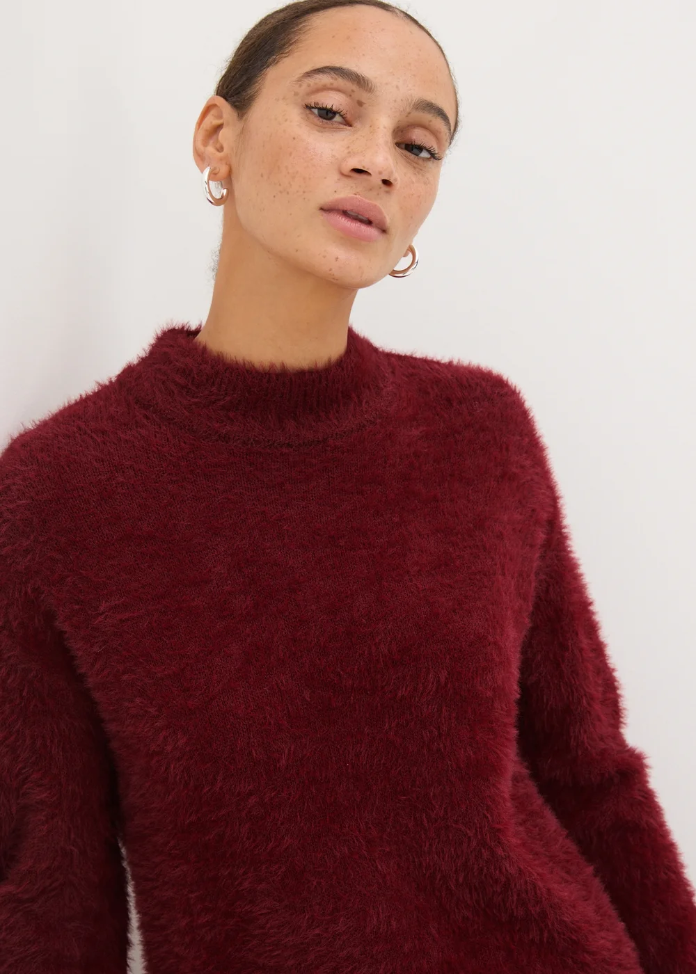 Burgundy Feather Jumper Mini Dress - XS Image 3