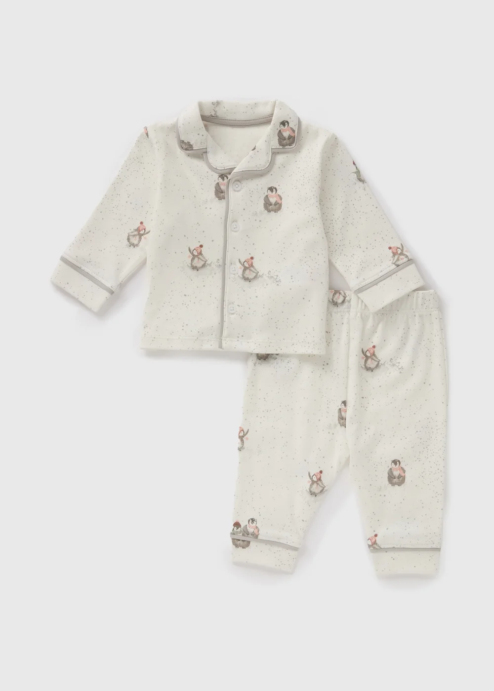 Baby Cream Penguin Print Pyjama Set (Newborn-18mths) - Age 0 - 3 Months Image 1