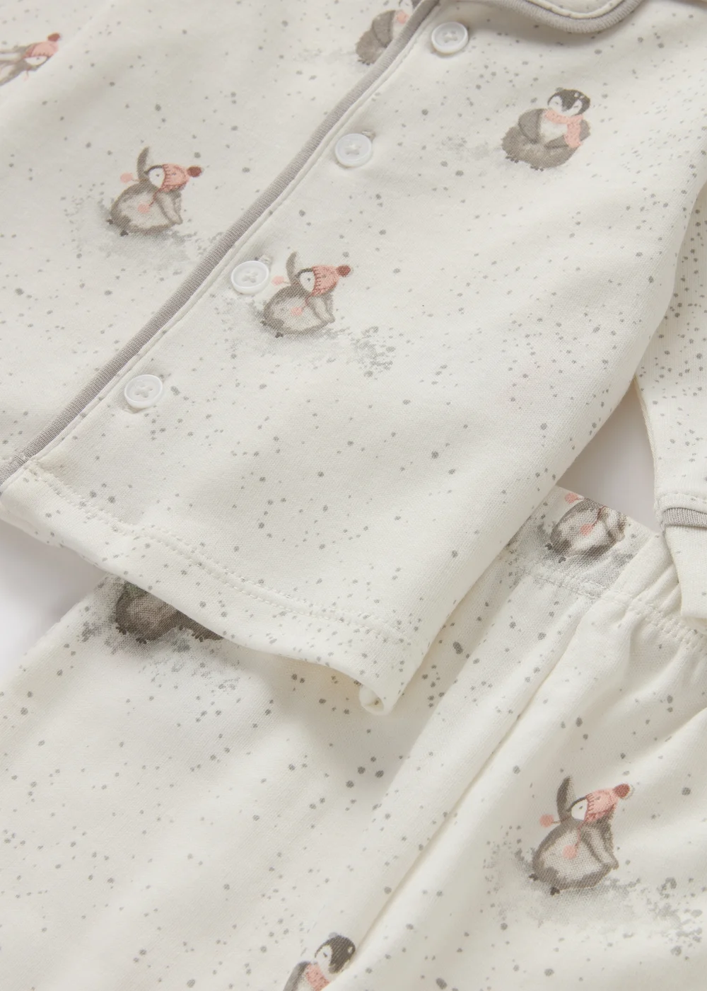 Baby Cream Penguin Print Pyjama Set (Newborn-18mths) - Age 0 - 3 Months Image 2