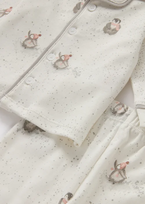 Baby Cream Penguin Print Pyjama Set (Newborn-18mths) - Age 0 - 3 Months Image 2