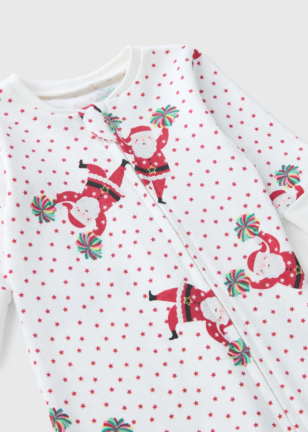 Christmas Baby White Dancing Santa Sleepsuit (Newborn-18mths) - Age 0 - 3 Months Image 2