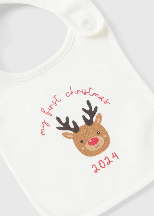 Baby Cream First Christmas Bib - One Size Image 2