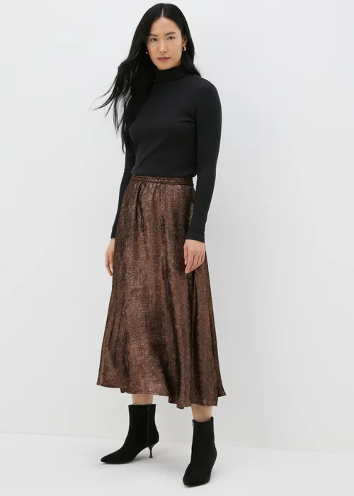 Bronze Metallic Midi Skirt - 8 Image 1