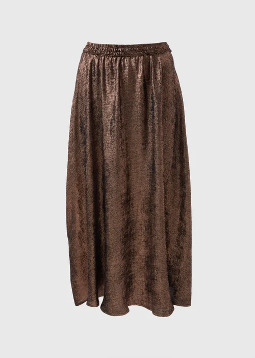 Bronze Metallic Midi Skirt - 8 Image 4