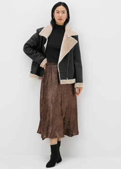 Bronze Metallic Midi Skirt - 8 Image 2
