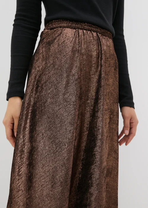 Bronze Metallic Midi Skirt - 8 Image 3