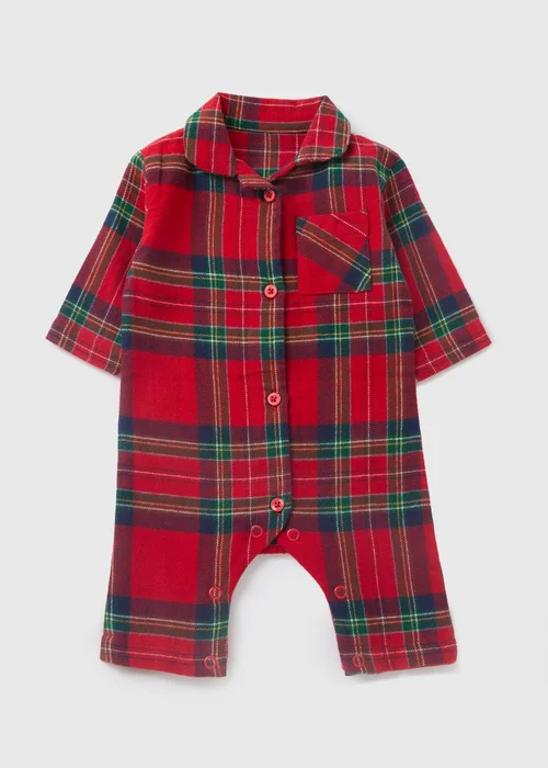 Baby Red Check Christmas Romper (Newborn-18mths) - 0-3 months Image 1