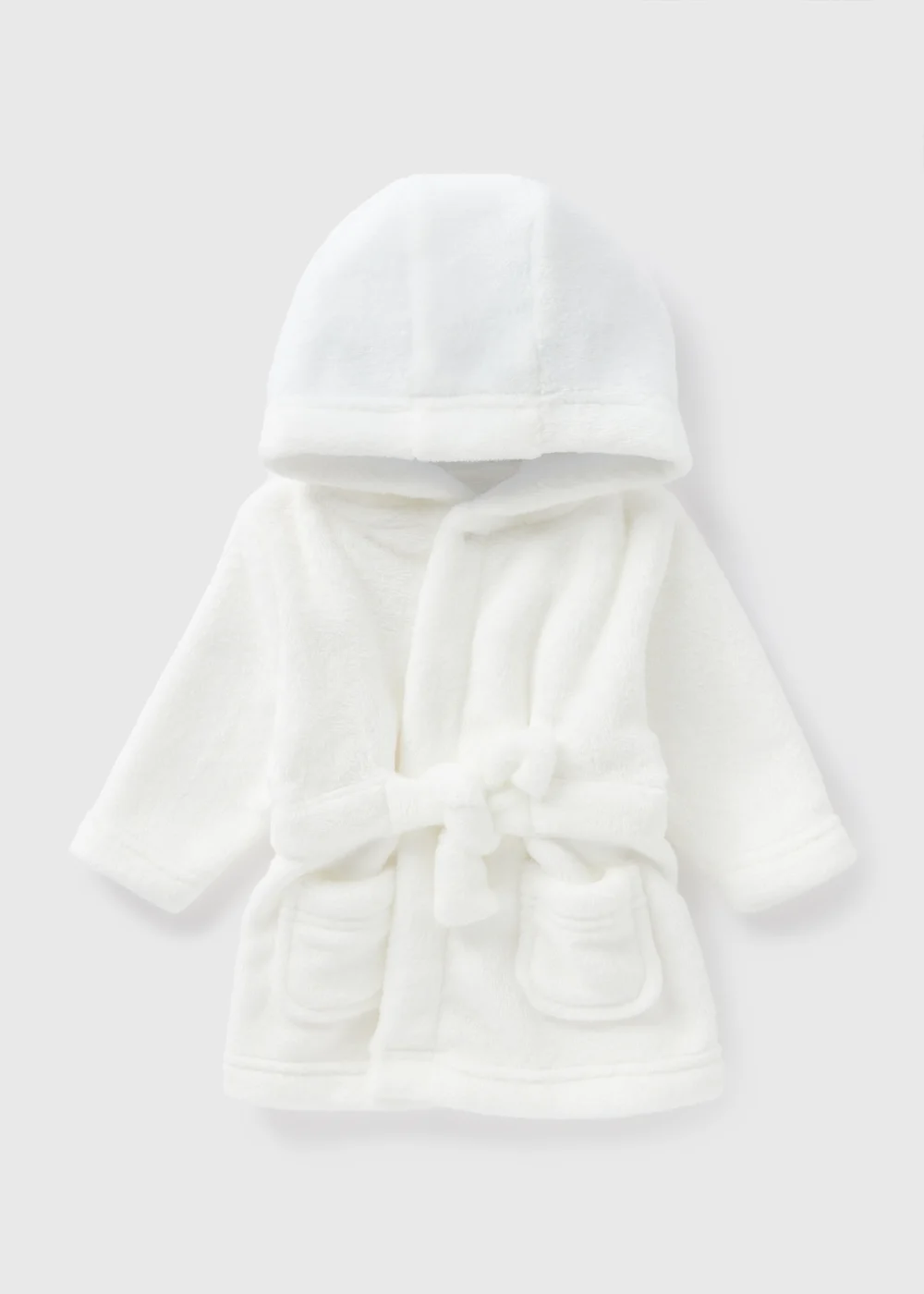 Baby White Soft Dressing Gown (Newborn-18mths) - Age 0 - 3 Months Image 1