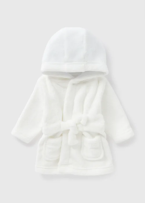 Baby White Soft Dressing Gown (Newborn-18mths) - Age 0 - 3 Months Image 1