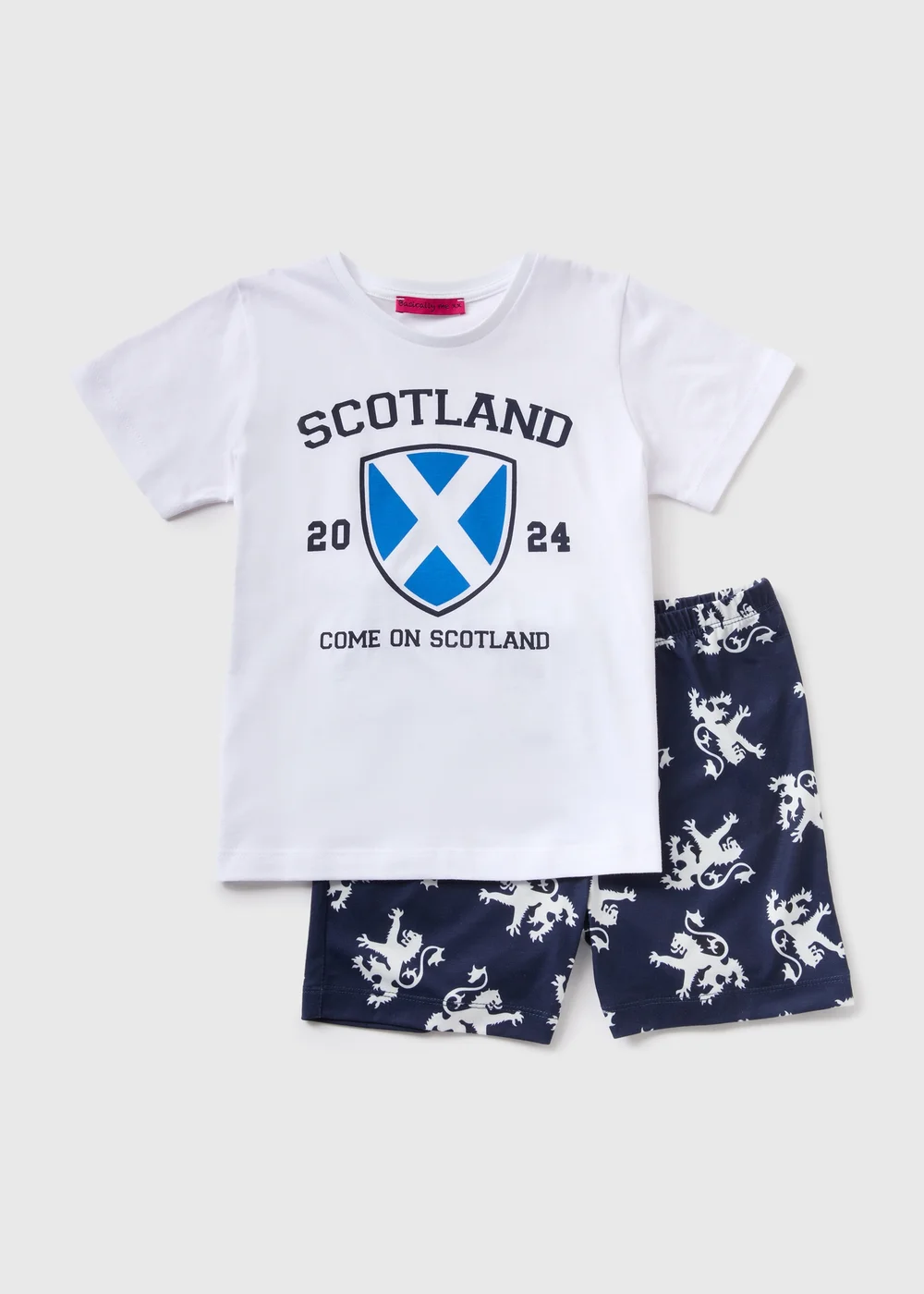 Kids White Scotland Top & Short Pyjama Set (18mths-13yrs) - Age 18 - 23 Months Image 1