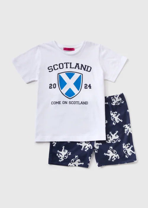 Kids White Scotland Top & Short Pyjama Set (18mths-13yrs) - Age 18 - 23 Months Image 1