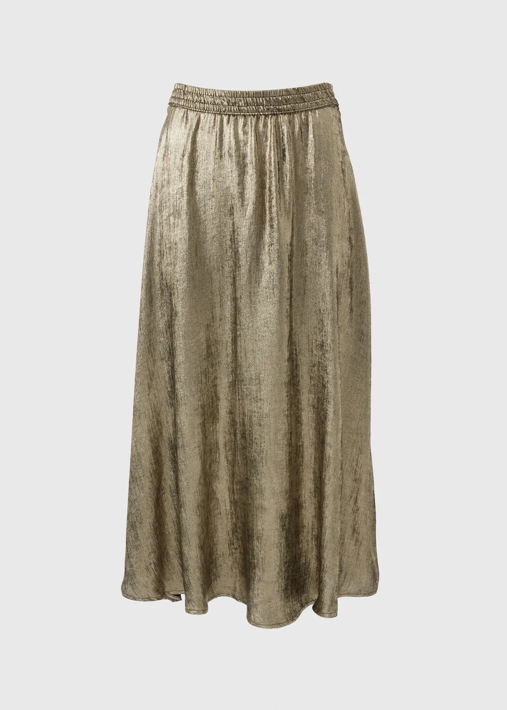 Gold Crushed Metallic Midaxi Skirt - Size 8 Image 4