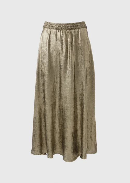 Gold Crushed Metallic Midaxi Skirt - Size 8 Image 4
