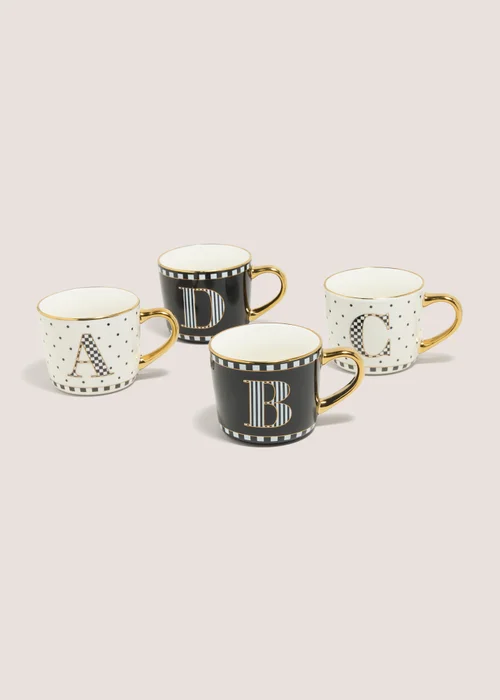 Black & White Patterned Alphabet Mugs - S Image 1