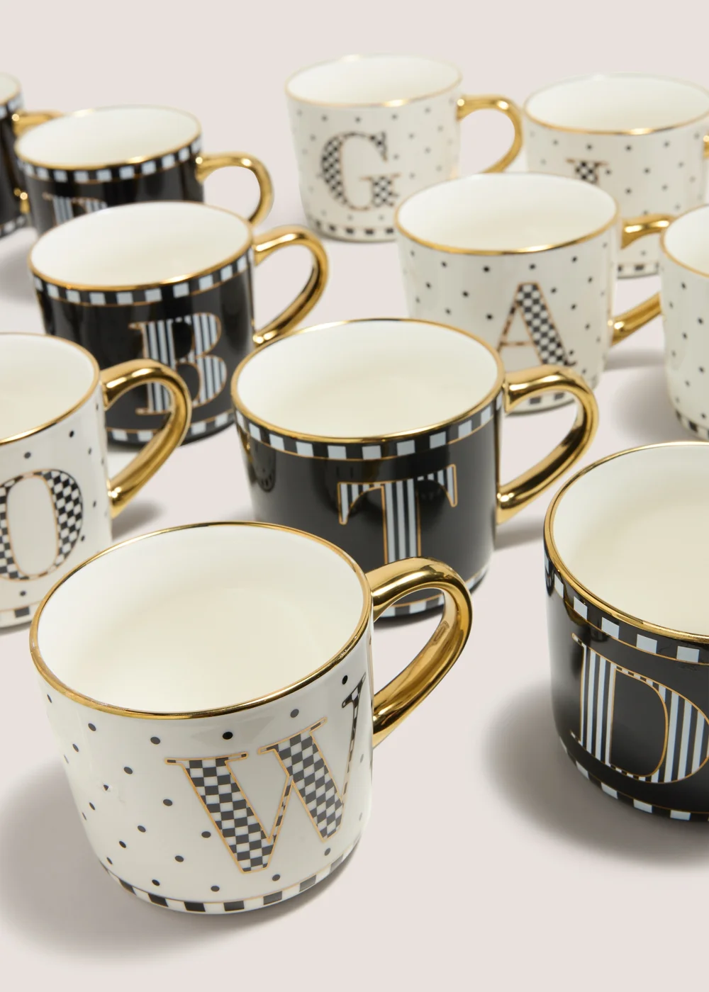 Black & White Patterned Alphabet Mugs - S Image 2