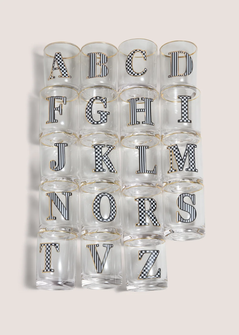 Gold Check Alphabet Glasses - S Image 1
