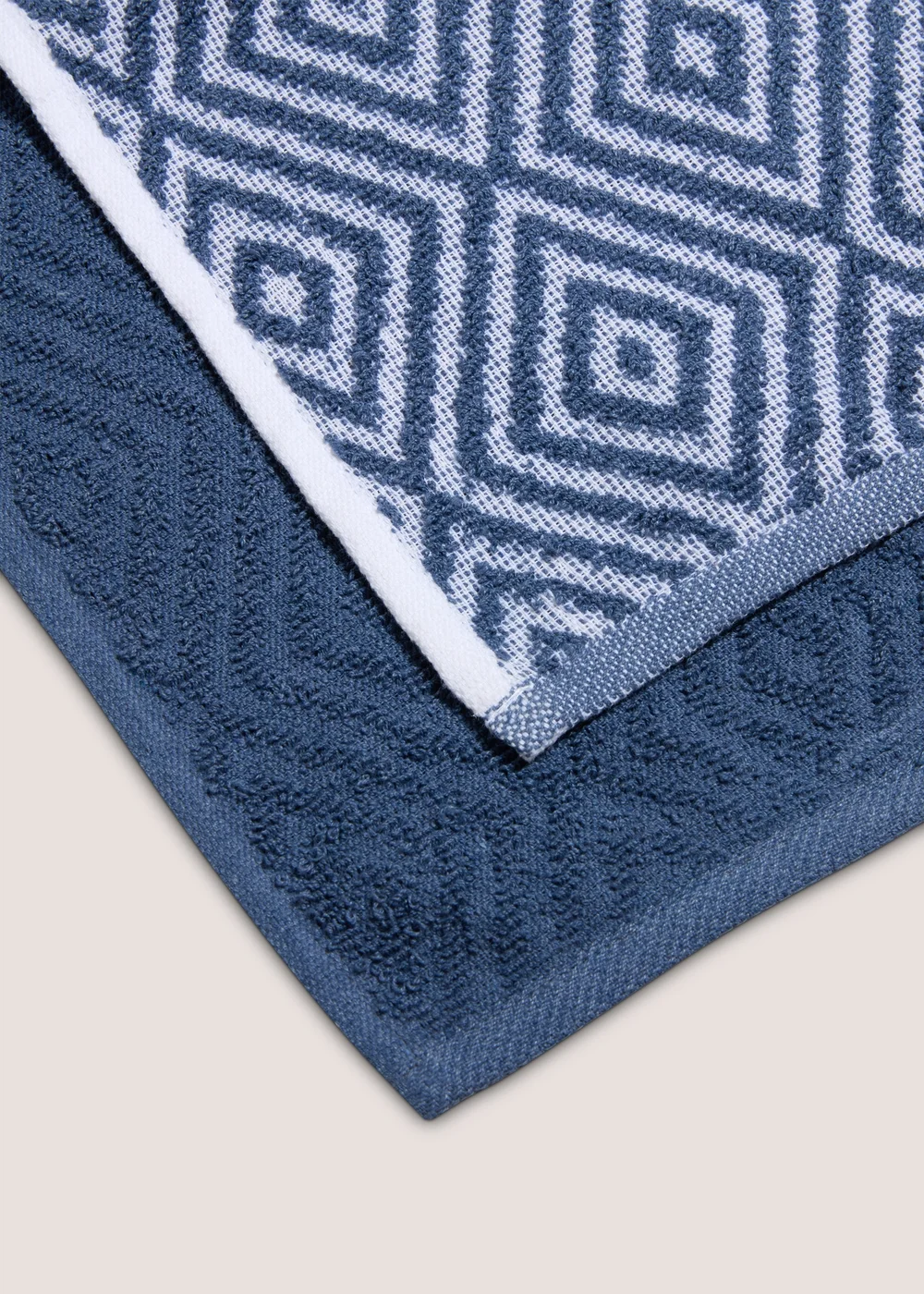 2 Pack Blue Geometric Tea Towels Image 2