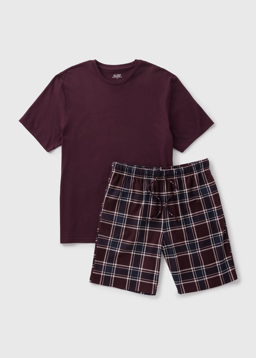 Burgundy Check Fleece Short Pyjama Set - Extra small Image 3