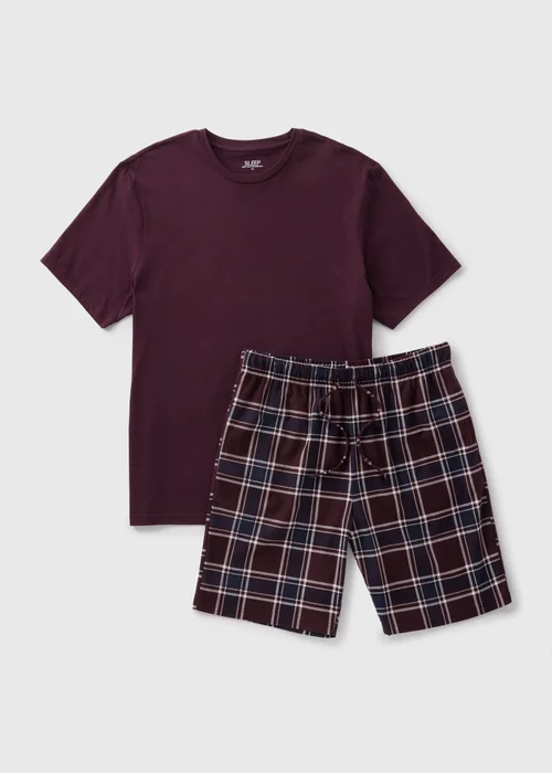 Burgundy Check Fleece Short Pyjama Set - Extra small Image 3