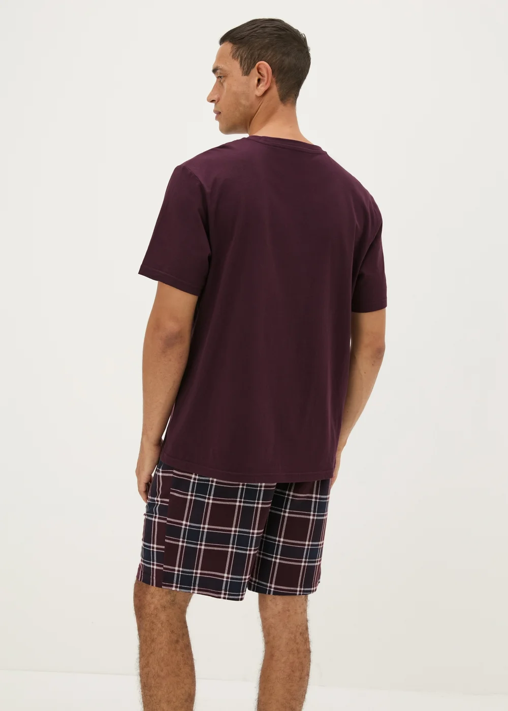 Burgundy Check Fleece Short Pyjama Set - Extra small Image 2