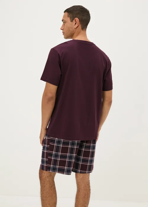 Burgundy Check Fleece Short Pyjama Set - Extra small Image 2
