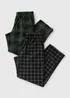 2 Pack Green Check Pyjama Bottoms - Small Image 3