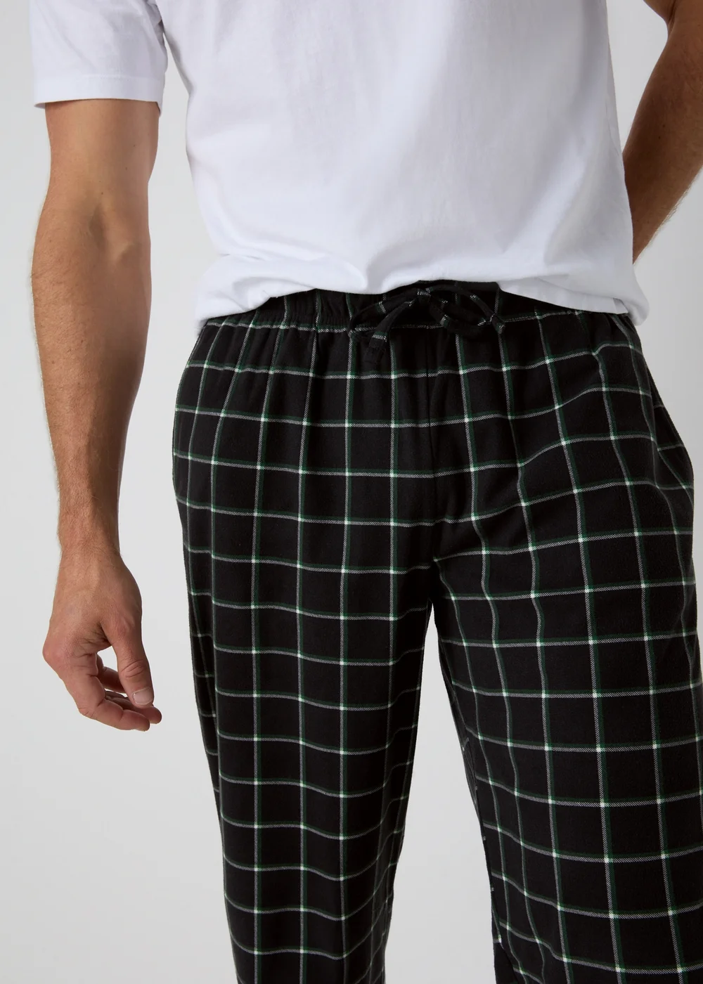 2 Pack Green Check Pyjama Bottoms - Small Image 2