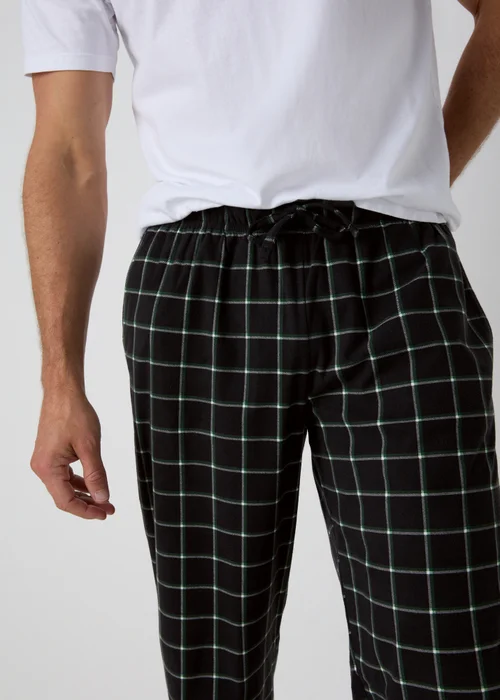 2 Pack Green Check Pyjama Bottoms - Small Image 2